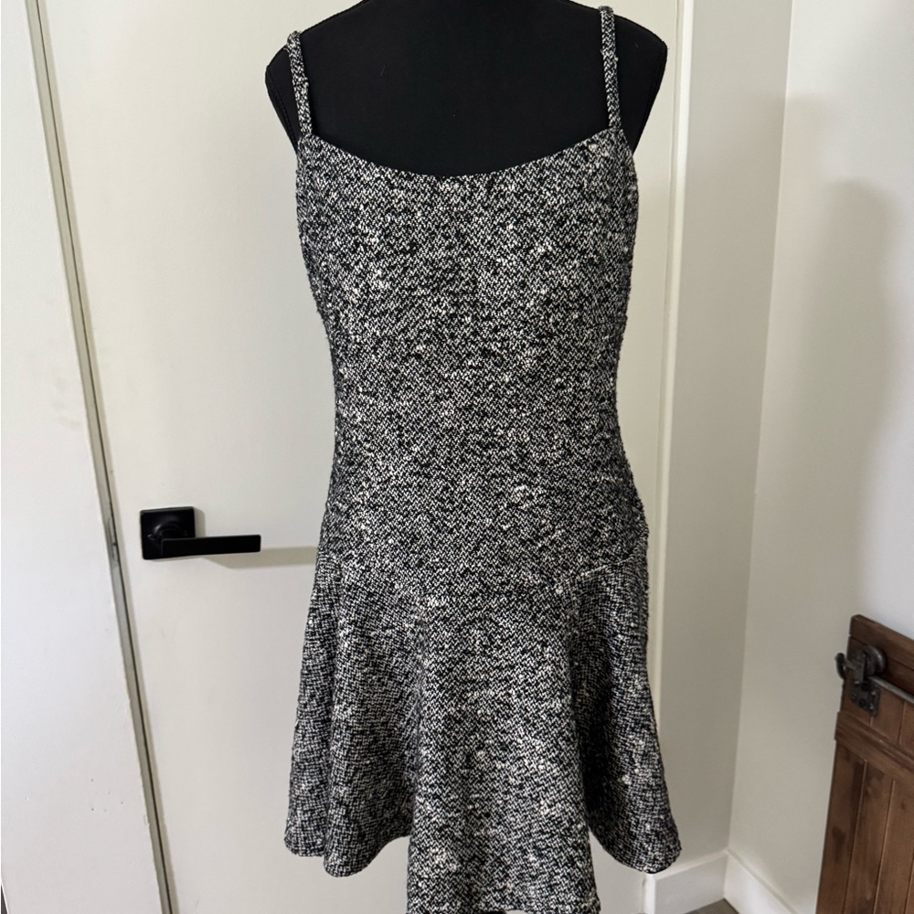 Elegant Black and White Tweed Dress